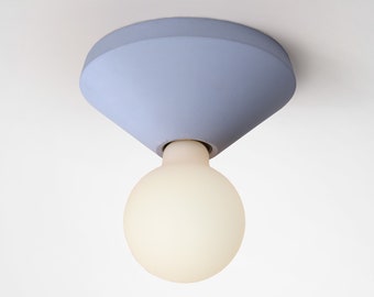 Colored ceiling light in concrete handcrafted in Italy ADA in Light Blue