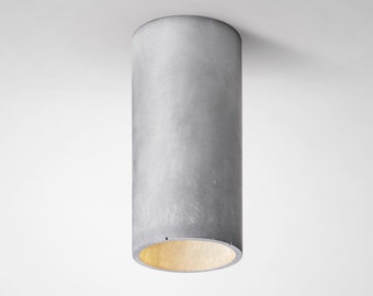Ceiling flush mount minimalist lighting fixture round concrete lamp CROMIA grey