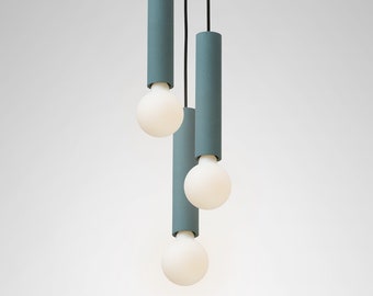 Colored concrete minimalist pendant light ILA MAXI TRIO