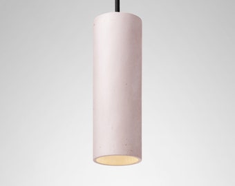 Pendant minimalist light round colored concrete lighting fixture CROMIA lamp in pink