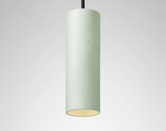 Pendant minimalist light round colored concrete lighting fixture CROMIA lamp in green