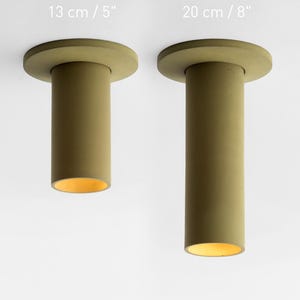 Lámpara de colores – Foco de techo de hormigón con placa de cubierta – Lámpara cilíndrica minimalista CROMIA IG - Olive green