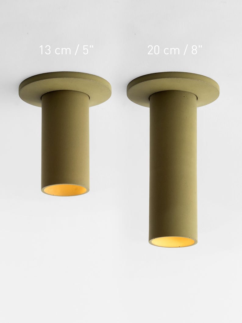 Lámpara de colores – Foco de techo de hormigón con placa de cubierta – Lámpara cilíndrica minimalista CROMIA IG - Olive green