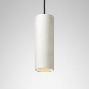 Pendant minimalist concrete lamp CROMIA Trio in dove grey, ivory and brown image 5