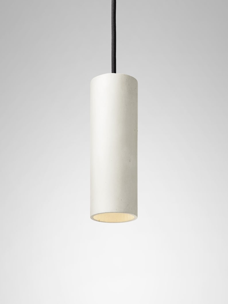 Pendant minimalist concrete lamp CROMIA Trio in dove grey, ivory and brown image 5