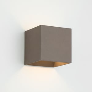 Wall brown square light, minimalist sconce, up down light, diffuse indirect lighting, concrete lamp, wall light CROMIA brown