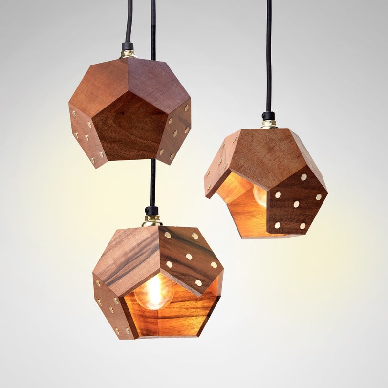 Pendant Lamp Dark Wood Walnut Light Image 0