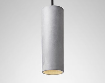 Pendant minimalist light round colored concrete lighting fixture CROMIA lamp in grey