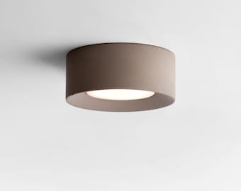 Lámpara de techo de hormigón hecha a mano, lámpara de techo minimalista empotrada, diseño moderno de perfil bajo (Italia)
