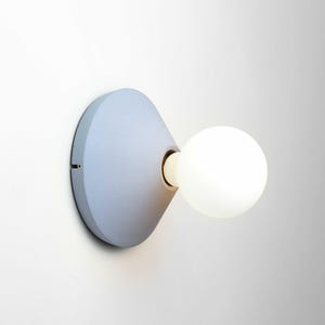 Minimalist lighting | ADA Ceiling Lamp and Wall Light in Light Blue Concrete | Disc Lamp for colorful interior