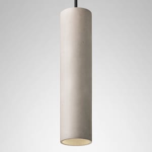 Pendant minimalist concrete lamp CROMIA Trio in dove grey, ivory and brown image 3