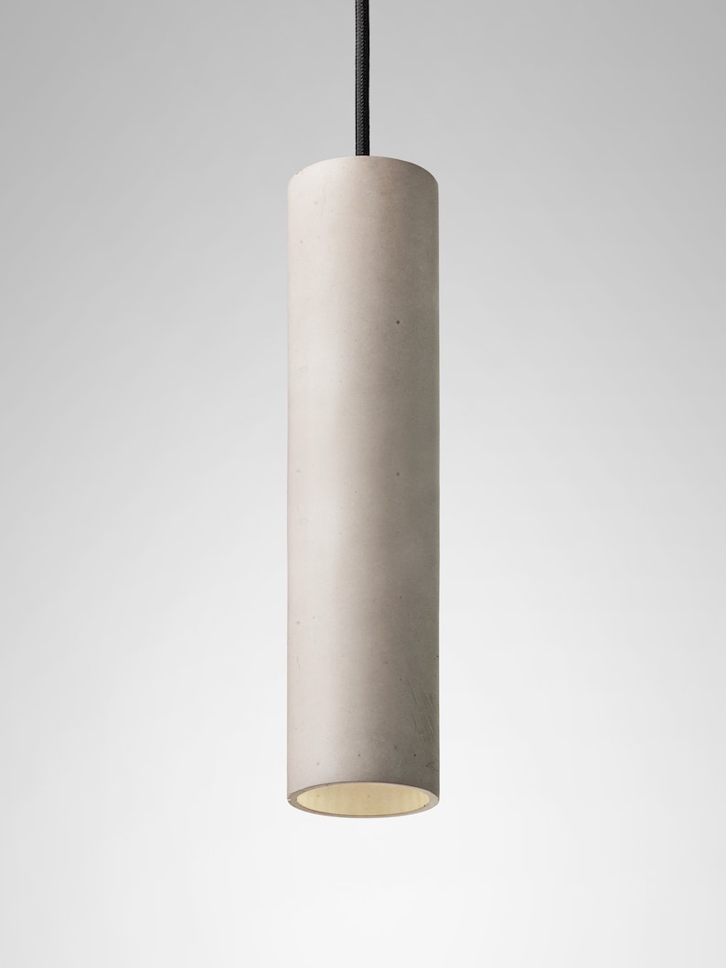 Pendant minimalist concrete lamp CROMIA Trio in dove grey, ivory and brown image 3