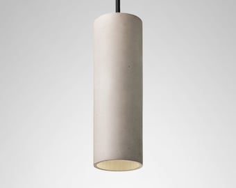 Pendant minimalist light round colored concrete lighting fixture CROMIA lamp in dove grey