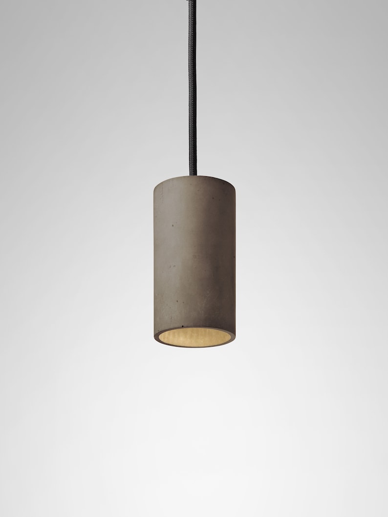 Pendant minimalist concrete lamp CROMIA Trio in dove grey, ivory and brown image 7