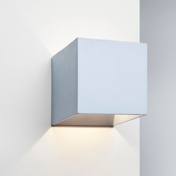 Sconce, square wall lamp, minimalist sconce, cube lamp, concrete sconce, wall light CROMIA light blue