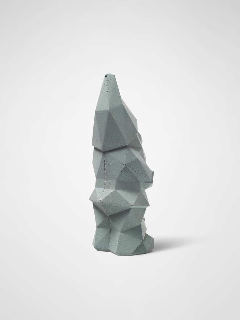 Set of 3 low poly concrete geometric minimalist brutalist faceted garden gnomes NINO Mini 16cm 6.5 image 3