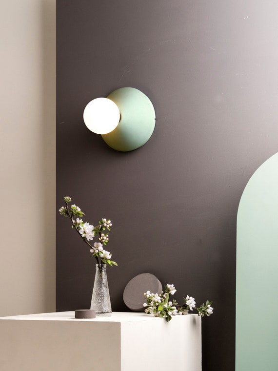 Colored Wall Lamp Holder In Concrete Handcrafted Italy Ada Ireland Colored Wall Lamp Holder In Concrete, Wall Hanging Flower Lamp Holder