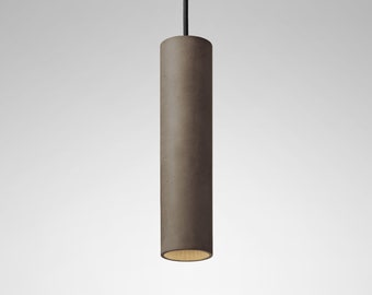 Pendant minimalist light round colored concrete lighting fixture CROMIA lamp in brown