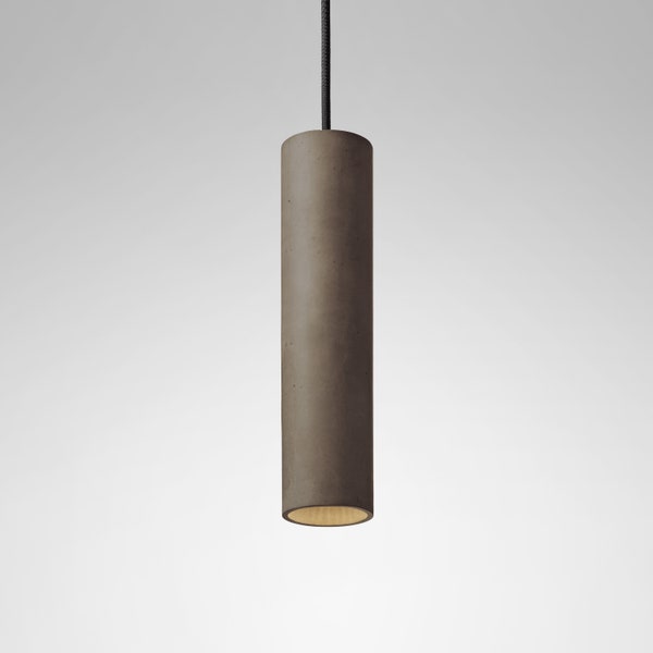 Pendant minimalist light round colored concrete lighting fixture CROMIA lamp in brown