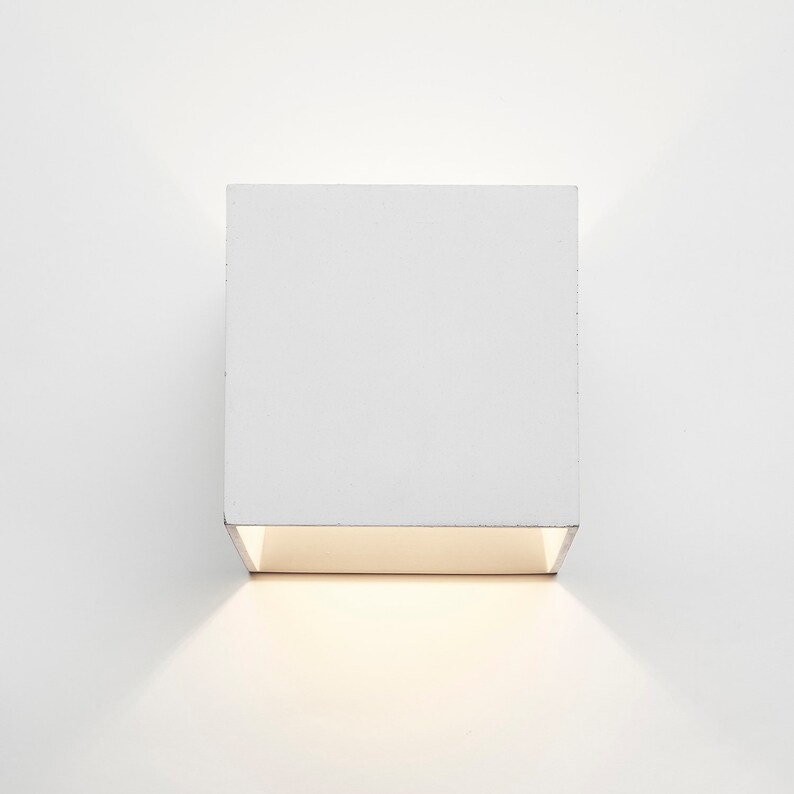 White Concrete Wall Square Light up Down Light Minimalist | Etsy