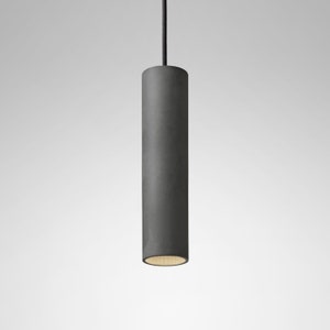 Pendant minimalist light round colored concrete lighting fixture CROMIA lamp in dark grey