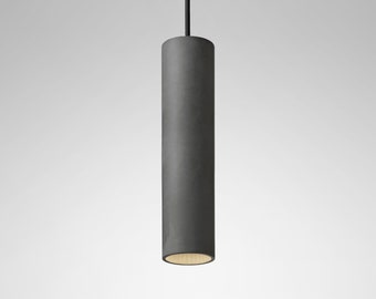 Pendant minimalist light round colored concrete lighting fixture CROMIA lamp in dark grey