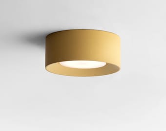 Lámpara de techo minimalista de hormigón Rino GX53, de montaje empotrado, perfil bajo, diseño italiano hecho a mano.