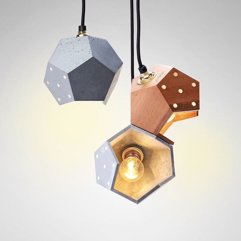 Concrete Lamp Pendant Solid Wood Image 0
