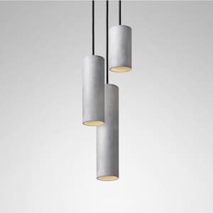 Pendant minimalist concrete lamp CROMIA Trio in grey