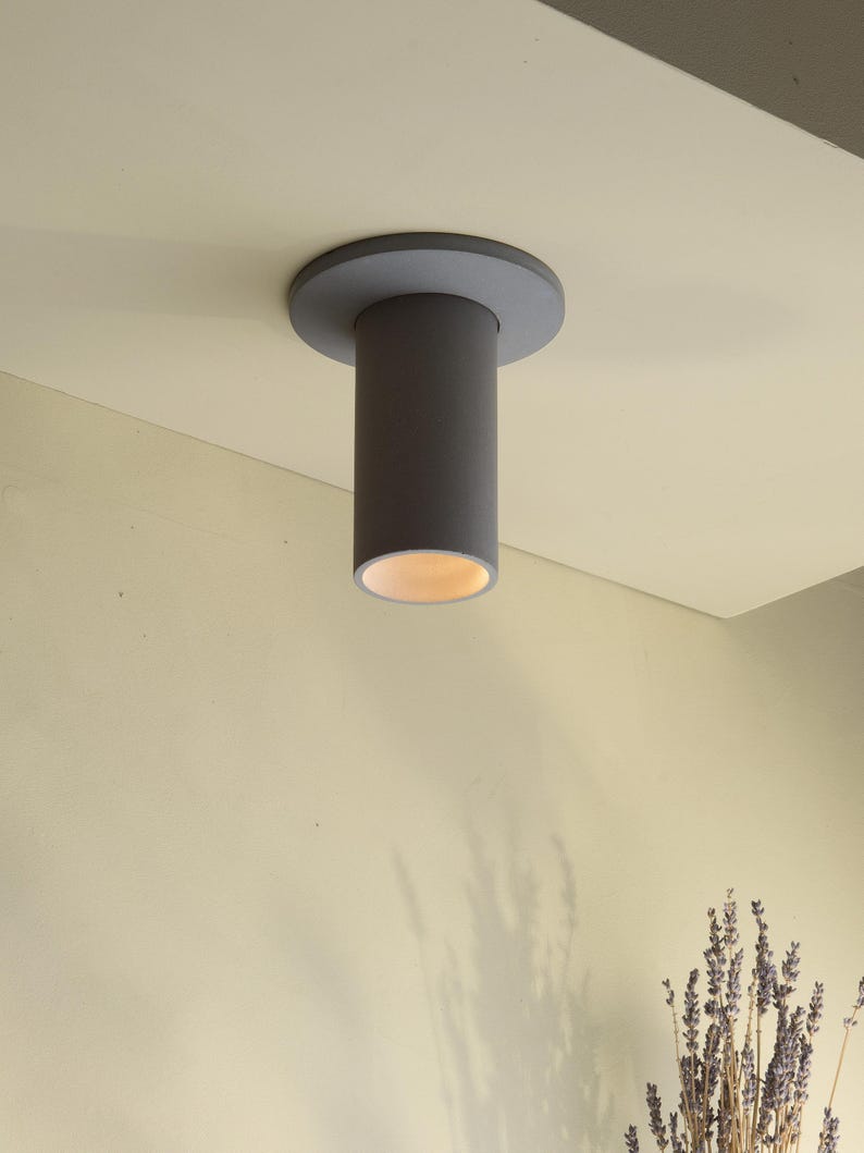 Lámpara de colores – Foco de techo de hormigón con placa de cubierta – Lámpara cilíndrica minimalista CROMIA imagen 2