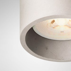 Pendant minimalist concrete lamp CROMIA Trio in dove grey, ivory and brown image 4