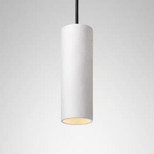 Pendant minimalist light round colored concrete lighting fixture CROMIA lamp in white