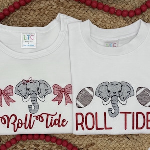 Alabama Game Day Boys Elephant Shirt, Crimson Football Tee, Toddler Game Day Outfit, Southern Baby Shirt, Embroidered Bama Football Shirt
