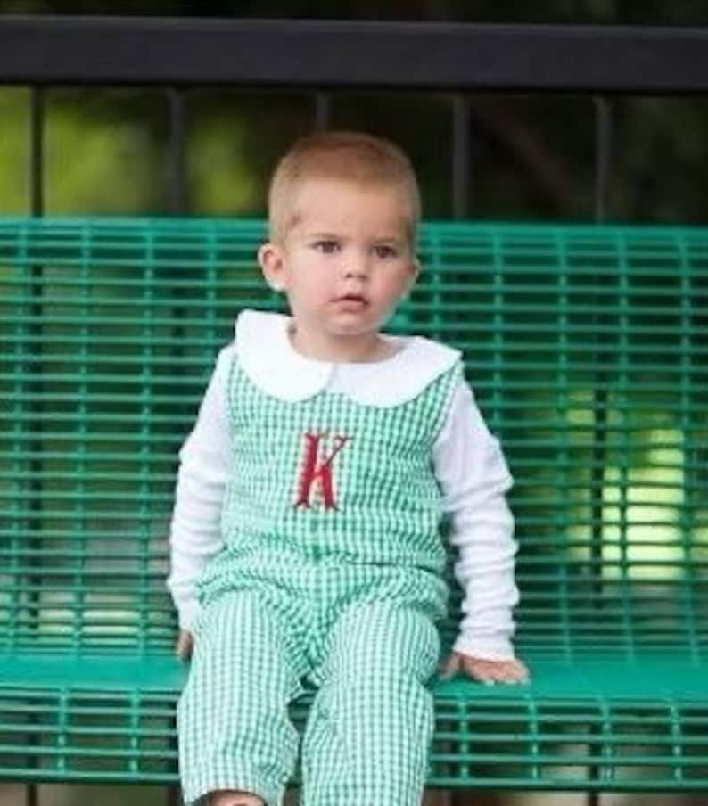 Boys Monogrammed Longall Boys Gingham Overalls Boys Etsy