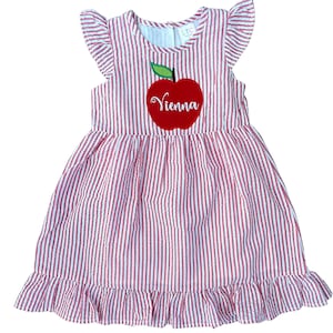 Girls Back to School Dress, Apple Dress, Girls Back to School Outfit, Girls First Day of School Dress, Girls School Dress, Girls Apple