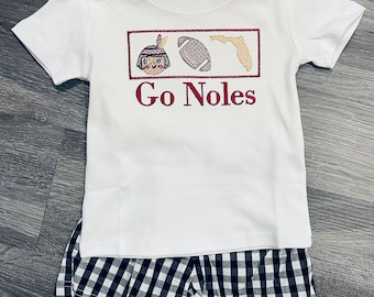 Boys “Go Noles” Shirt, Boys FSU Top, Boys Collegiate Shirt, Boys FSU Football Outfit, Football Sibling Matches, Boys Mascot Outfit