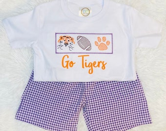Boys Mascot Shirt, Boys Sports TShirt, Boys Collegiate Shirt, Boys Football Shirt, Football Sibling Matches, Boys Tiger Shirt