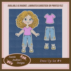 Ensemble de poupées n° 4 - 20 cm (8 po.) en feutre ou en papier cartonné plastifié ou en aimant