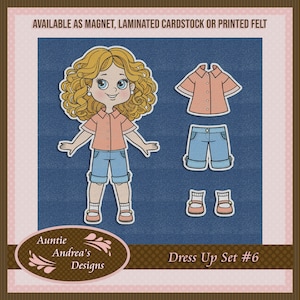 Ensemble de poupées n° 6 - 20 cm (8 po.) en feutre, papier cartonné plastifié ou aimant