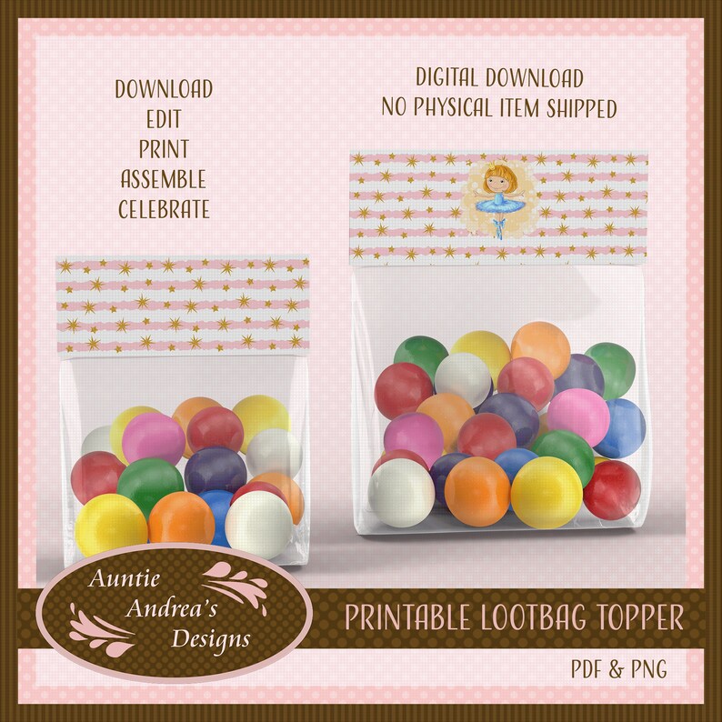 Printable Princess Party Loot Bag Topper and Lollipop Wrapper for ...