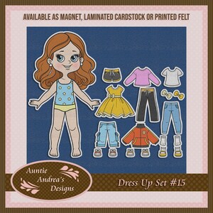 Ensemble de poupées n° 15 - 20 cm (8 po.) en feutre, papier cartonné plastifié ou aimant