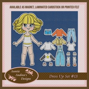 Ensemble de poupées n° 13 - 20 cm (8 po.) en feutre, papier cartonné plastifié ou aimant