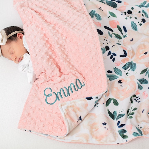 Baby Girl Minky Blanket Personalized Baby Gift Newborn Etsy