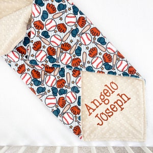 LAST CHANCE - Baseball Baby Blanket - Personalized Gift for Baby - Embroidered Baby Blanket with Name - Minky Blanket