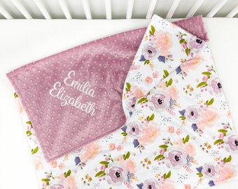 Minky Baby Blanket, Personalized Baby Blanket Girl, Baby Shower Gift, Newborn Gift