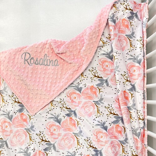 Personalized Baby Blanket Baby Minky Blanket Newborn Baby Gown Etsy