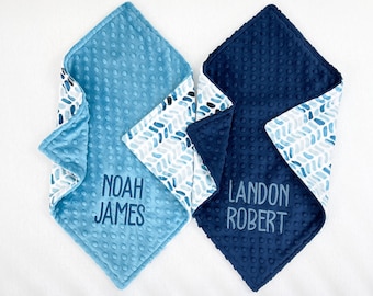 Baby Boy Blanket - Minky Blanket with Name - Baby Shower Gift - Personalized Boy Gift