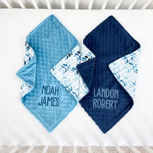 Baby Boy Blanket - Minky Blanket with Name - Baby Shower Gift - Personalized Boy Gift