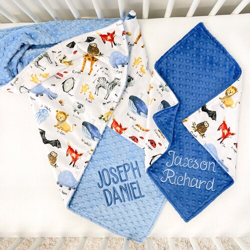 Baby Boy Blanket Personalized Baby Blanket With Name Etsy