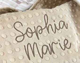 Custom Baby Shower Gift, Handmade Minky Blanket, Unique Baby Name Keepsake, Toddler Comfort Blanket